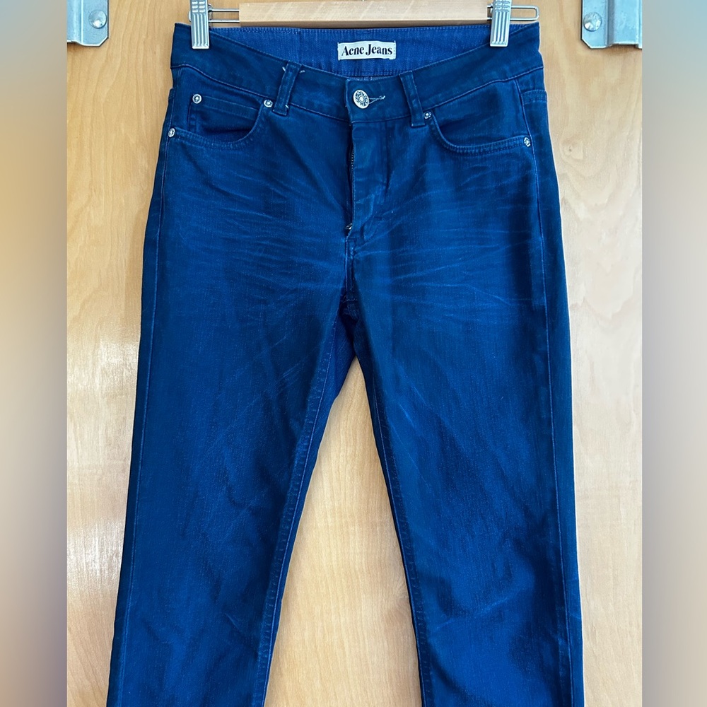Acne Studios Hex Used Twill Blue Skinny Jeans, Size 28/34